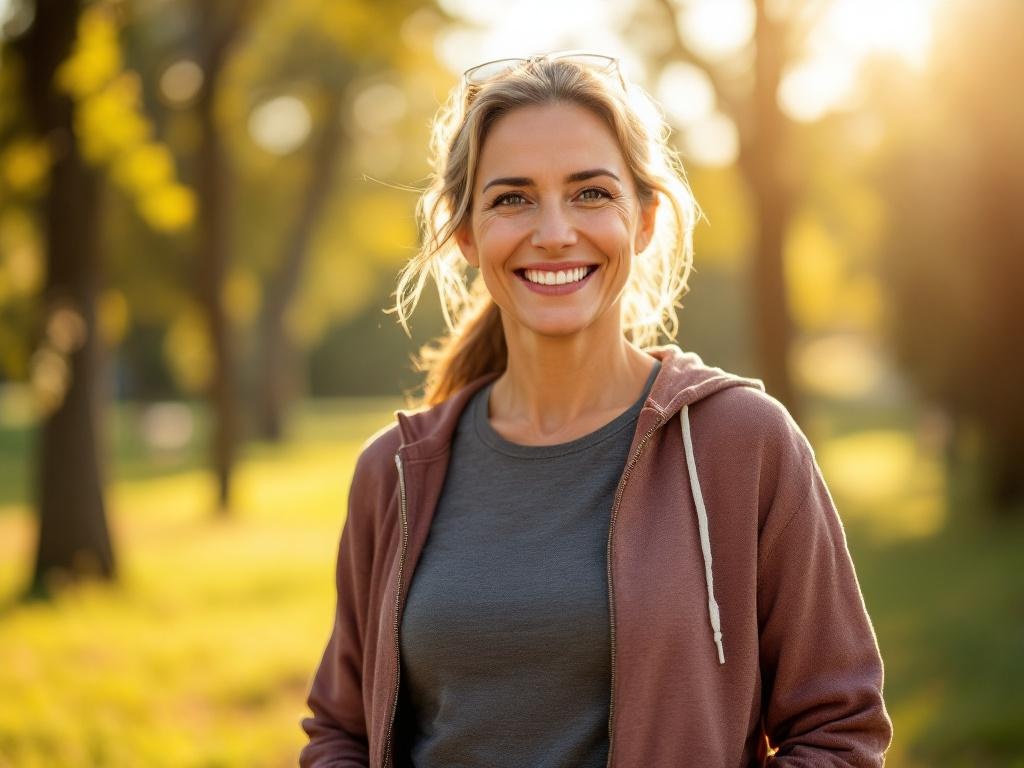 Healthy adult in morning sunlight looking energetic and vital, representing
optimal blood sugar control and stable energy levels throughout the day