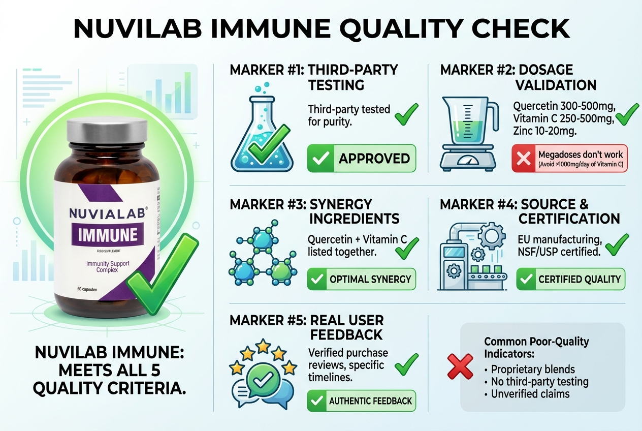 Quercetin vitamin C zinc quality markers and supplement checklist