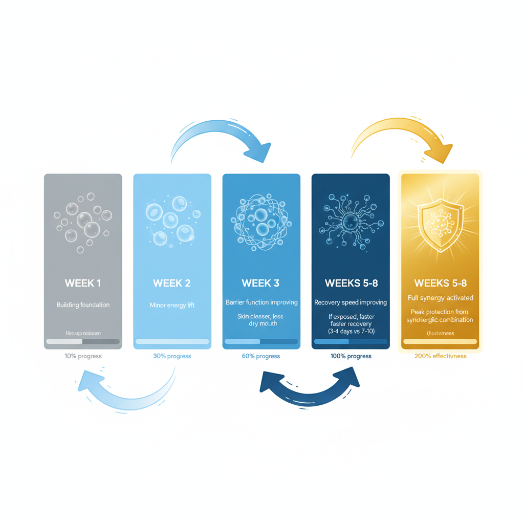 Quercetin vitamin C zinc week-by-week results timeline