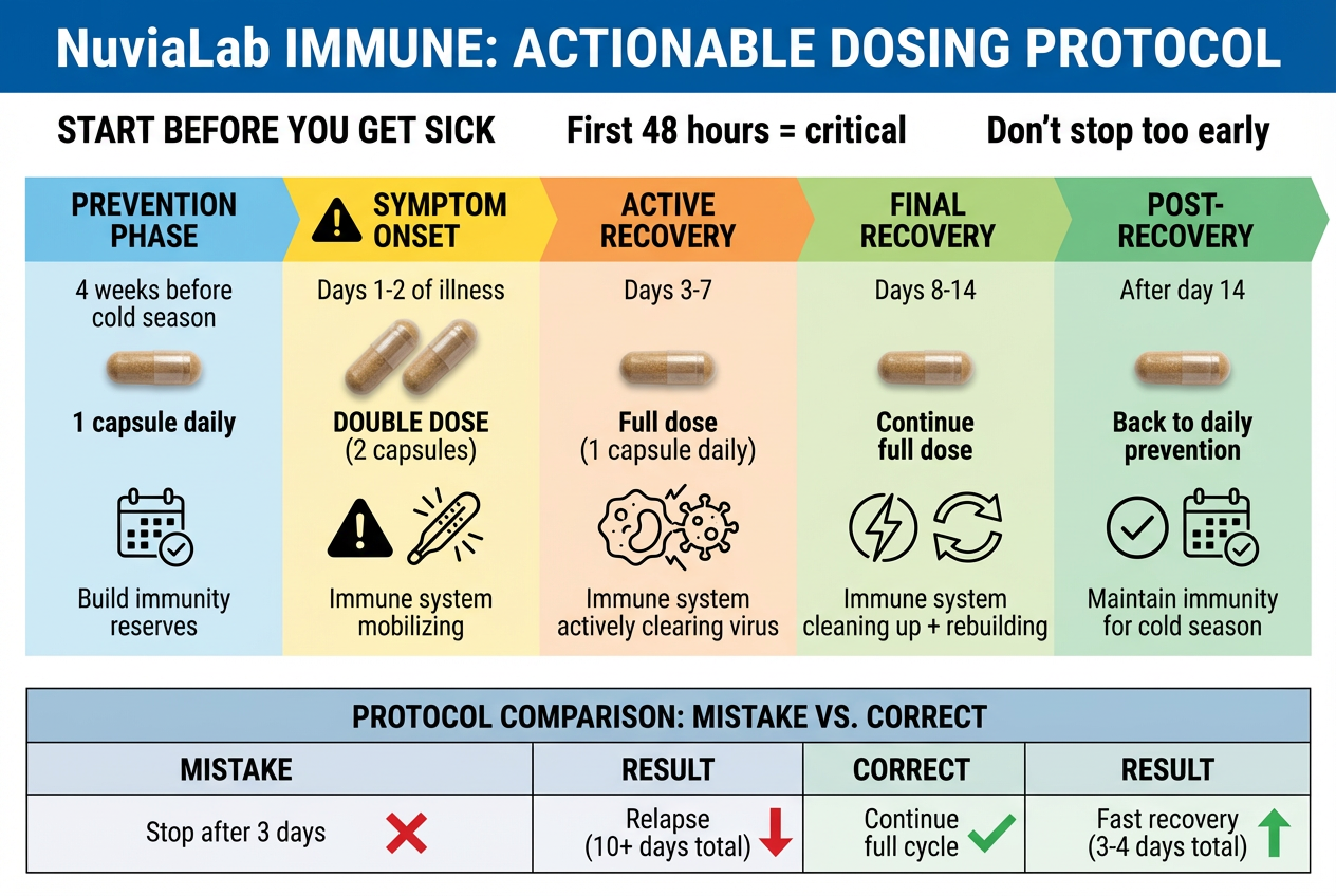 Immunity supplement timing protocol showing when to take supplements for optimal immune system support