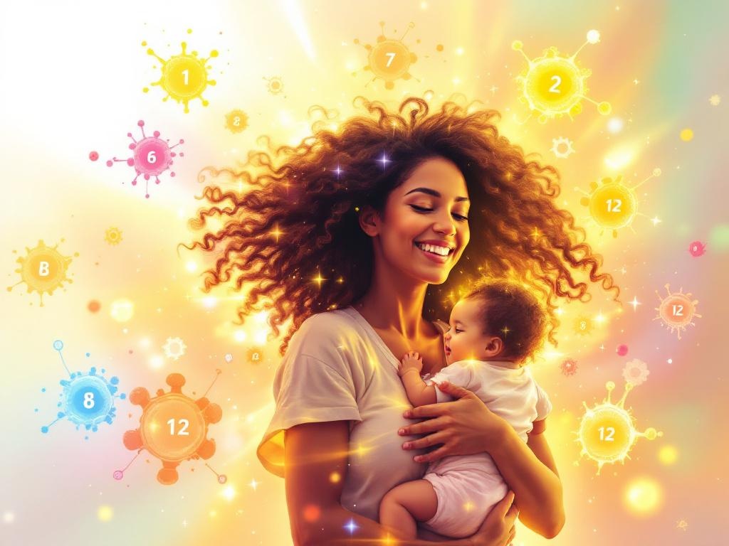 Happy postpartum mother holding healthy baby, representing successful 
breastfeeding nutrition and infant development with Prenatalin supplementation