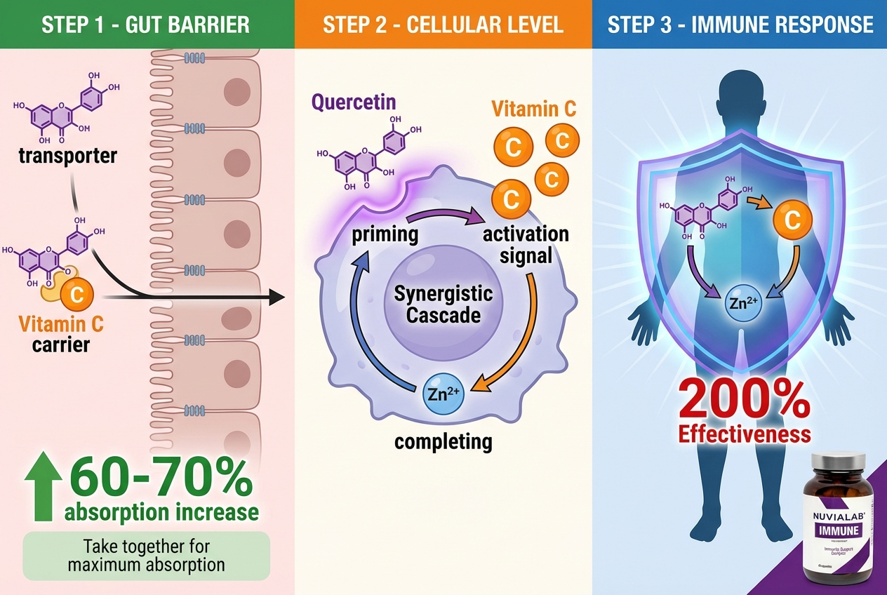 Quercetin vitamin C zinc absorption mechanism and bioavailability